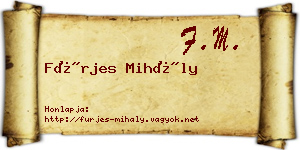 Fürjes Mihály névjegykártya