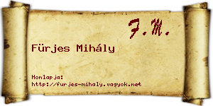 Fürjes Mihály névjegykártya
